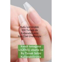 100 Adet Large Küt Orta Uzunlukta Jel Protez Tırnak Tips Large