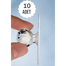 10 Adet Yapışkanlı Kristal Görünümlü Tutacak Yapışkanlı Çekmece Kulpu Yapışkan Askı Şeffaf