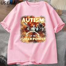 Flood Of Style Otizm Süper Güç Komik İskelet Meme T Shirt Garip Belirli Saldırgan T Shirt Erkekler Rahat Pam Pembe