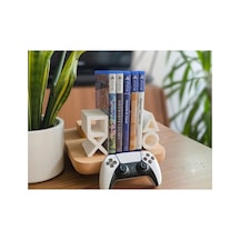 Ps5 Logolu Cd Stand Rafı, İkonik Tuş Simgeli Oyun Kutusu Cd Rafı Stand Organizer3