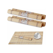 4'lü Bambu Amerikan Servis Ve Suşi Sarma Hasırı 30x38 Cm - Çok Amaçlı Makisu Çok Renkli