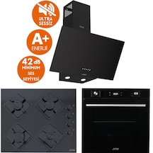 Afm Tech & Ferre Ria D086-SA + FM7700 + FM-BD2200  Sessiz Turbo Dijital Siyah Ankastre Set