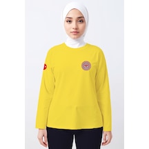 Sarı 112 Acil Sağlık Bisiklet Yaka Uzun Kollu Tişört Unisex