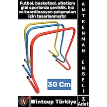Antrenmanmalzemesi Futbol Basketbol Atletizm Fitness Hız Çeviklik Antrenman Engeli 30 Cm X 3 Adet Çok Renkli