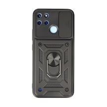 Realme C25y Kılıf Pars Lens Yüzüklü Silikon - Siyah Bz8683140441425