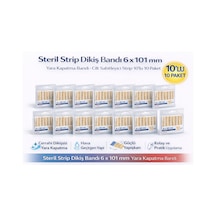 Steril Strip Dikiş Bandı 6 X 101 Mm Yara Kapatma Bandı Cilt Sabitleyici Strip 10lu 10 Paket