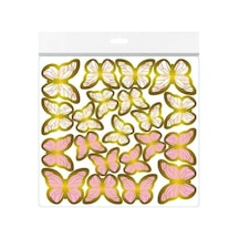 Pembe-gold Renk Kelebek Dekoratif Süs,kelebek Pasta Süsü