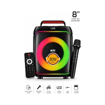 Diğer - Siyah - Mikrofonlu Karaoke Blic Bls-80 30w Kablosuz Bluetooth Hoparlör Led Işıklı Karaoke Parti Hoparlörü