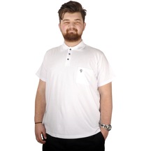 Mode Xl Büyük Beden T-shirt Polo Cep Sup Basic 21557 Beyaz 001
