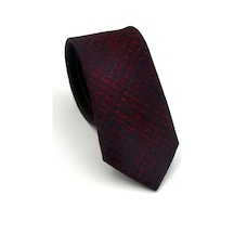 Gaffy Lacivert Desenli Bordo Dokuma Kumaş Mendilli Slim Fit Kravat // Sdk-2602-3 Bordo