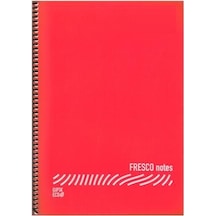 Gıpta Fresco Spiralli Plastik Defter A4 72 Yp Kareli Kırmızı