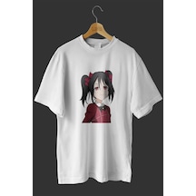 Noıssey -wed Anime Kız 2 Tasarım Baskılı Oversize T-shirt Tişört Beyaz