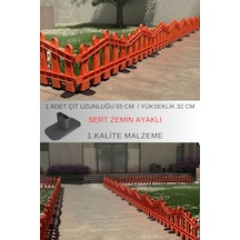 Dekoratif Plastik Alan Oluşturma Ve Bahçe Çiti 1 Adet Çit Y: 32 Cm / G: 55 Cm Sert Zemin Ayaklı - Kahverengi