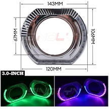 3.0 Gümüş Shrouds-2.5/3.0 Inç Rgb Döner Dinamik Led Çok Renkli Melek Gözler Far Projektör Switchback Çalışan Işı