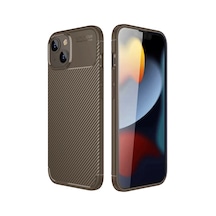 Newface Apple İphone 14 Kılıf Auto Focus Karbon Kapak - Kahverengi