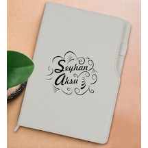 BK Gift Kişiye Özel İsimli Beyaz Termo Deri Not Defteri 15x21cm-6