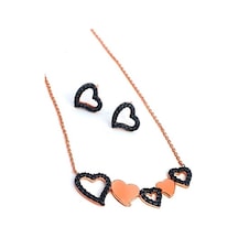 Siyah Oniks Taşlı 925 Ayar Gümüş Aşk Kombini-Standart