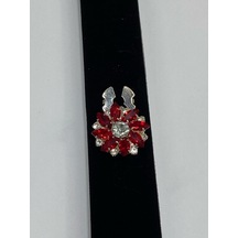 Taşlı Düğme /taşlı Klipsli Düğme/2,5 Cm Kırmızı