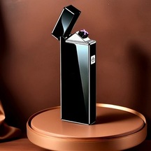 Willowhaven Siyah Pürüzsüz Yüzey Şık Ultra Hafif Usb Şarjlı Rüzgara Dayanıklı Çift Ark Plazma Çakmak Siyah