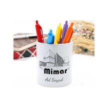 Mimarlara Özel Kişiselleştirilebilir Porselen Masaüstü Kalemlik 9,5cm Mimara Hediye