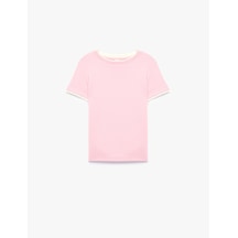 Koton Modal Karışımlı Bisiklet Yaka Kısa Kollu Slim Fit Tişört Pembe 7wkg10332ak Gül