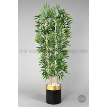 Yapay Bambu Ağacı 140cm Siyah Gold Metal Saksıda Siyah-gold