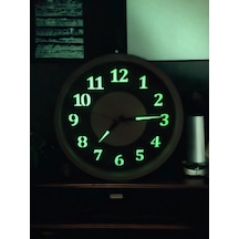 Fosforlu Gece Karanlıkta 5 Saat Parlayan Duvar Saati 22 Cm B4 Siyah - Beyaz