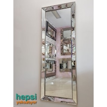Ayna Çerçeveli Model Eskitme Gümüş Renk Boy Aynası Gümüş