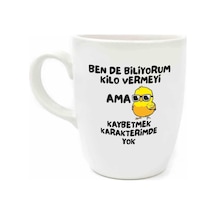Kaybetmek Karakterimde Yok Krem Oval Kupa - Hediye Seramik Kupa Beyaz - Çok Renkli