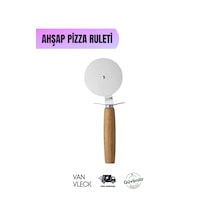 Ahşap Saplı Pizza Ruleti Paslanmaz Çelik Bıçaklı, Ergonomik Tutmalı Hamur Ve Pizza Kesici Ahşap