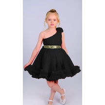 Mnk Baby & Kids Tek Omuz Kız Çocuk Abiye Mnk0599 Siyah