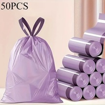 Zyzqstore 50'li Mor İpli Çöp Torbası, Mutfak, Banyo, Yatak Odası, Oturma Odası Kullanımı İçin, Ev Dekorasyonu, Temizlik Malzeme