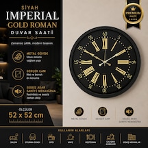 Siyah İmperial Gold Roman 52 X 52 Cm Duvar Saati