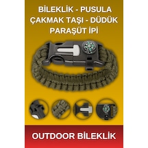 5'i 1 Arada Çok Fonksiyonlu Outdoor Hayatta Kalma Bilekliği - Haki Yeşil Renk Haki Yeşil