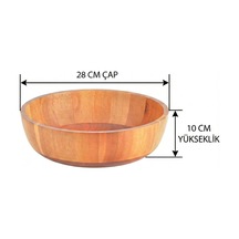 Doğal Akasya Ahşap Salata Ve Meyve Kasesi 28 Cm Büyük Boy Yuvarlak Sunum Tabağı, Çerezlik Ve