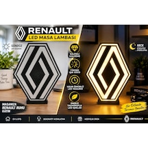Renault Masa Lambası , Renault Logolu Led Işıklı Masa Lambası , Renault Gündüz Gece Masa Lambası Siyah