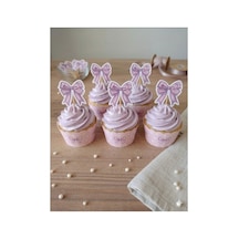 12 Li Pembe Kurdele Cupcake Süsü