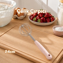 Porsima 1875 Paslanmaz Çelik Çırpıcı Pratik Karıştırıcı Çırpma Teli 24cm Beyaz