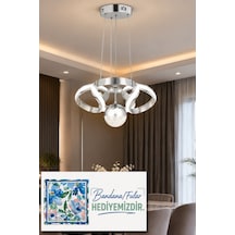 Çizgili Kasa Diana Power Led Avize Krom Modern Dekoratif Halka Tasarımlı Salon Ve Yemek Odası Aydınlatma 4175
