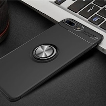 Apple Uyumlu iPhone 7 Plus Ultra Koruma Sağlayan Stant Özellikli Yüzüklü Ravel Silikon Kılıf Siyah