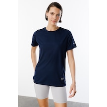 Genius Store Kadın Nem Emici Hızlı Kuruma Atletik Teknik Performans Spor T-shirt Drıfıt-kısakol Lacivert