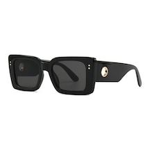 Zaveth Siyah Kemik Çerçeve Gold Detaylı Kare Vintage Retro Unisex Güneş Gözlüğü