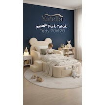 Yatella Luxury Tedyy Baza ve Başlıklı Montessori Full Sünger Yatak Seti 90 X 190 Bej