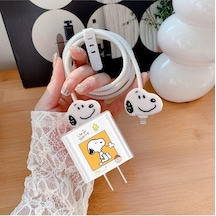 İphone 18w/20w İle Uyumlu Snoopy Şarj Kılıfı, Şarj Kablosu Örme Aparatı, Toparlayıcı, Kablo Koruyucu