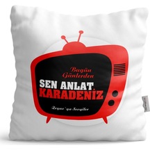 Kişiye Özel Sen Anlat Karadeniz Beyaz Saten Yastık