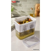 Bymyhand Plastik Çok Amaçlı Süzme Kabı Turşu Zeytin Peynir Yoğurt Süzme Kabı 2,2 Lt. Şeffaf