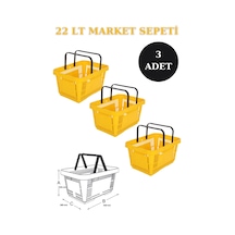 3 adet 22Litre Market ve Alışveriş Sepeti, Saplı Market Sepeti S