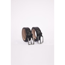 Tudors Erkek 2'li Set 3,5 Cm Klasik Siyah Kemer-34508 Siyah