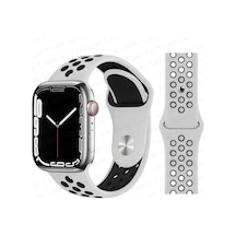 Apple Uyumlu Watch  9-8-7-6-5-4-3-se-ultra-ultra 2 / 42-44-45-49 Mm   Delikli Nike Silikon Spor Kordon