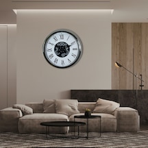 Krom Roma Rakamlı 60 Cm Çarklı Duvar Saati Çok Renkli